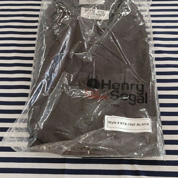 HENRY SEGAL BLACK REGULAR FIT LAYDOWN COLLAR DRESS SHIRT. - Picture 4 of 4